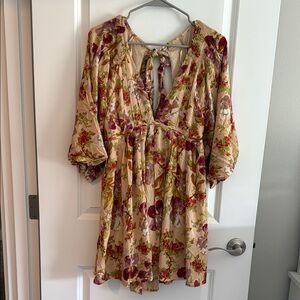 Free People Floral Boho Dress with Tie Back